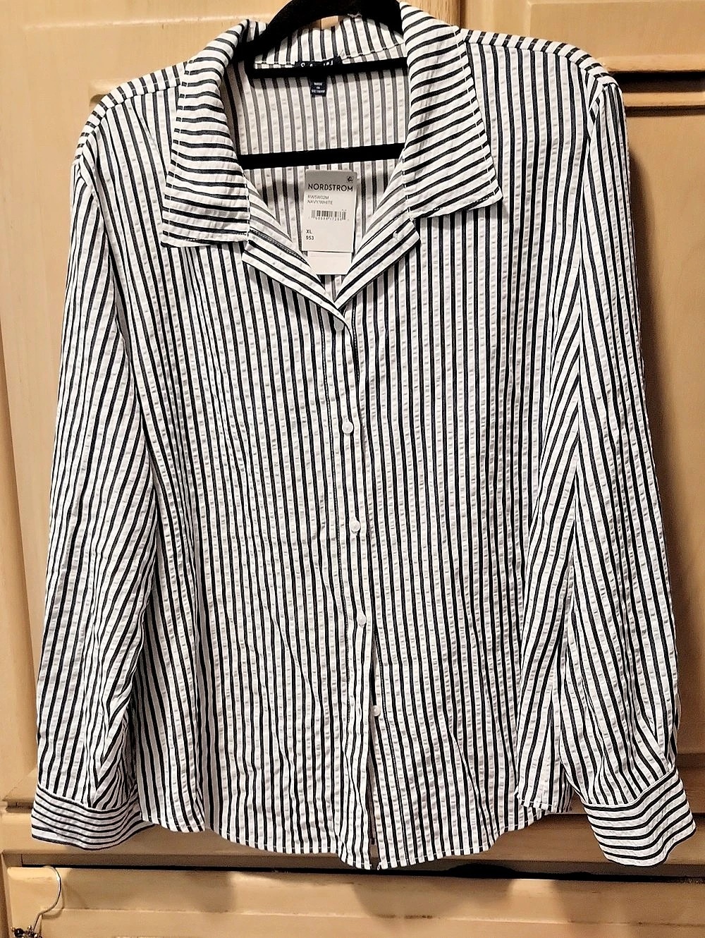 Splendid Ryder Stripe Button Down Striped Button Down in White & Black Size XL